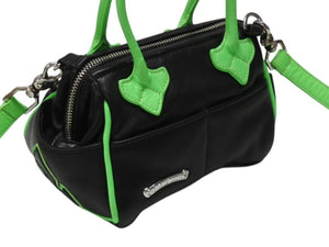 新品同様 CHROME HEARTS クロムハーツ MOCHITA HAND BAG クロスパッチ2WAYショルダーハンドバッグ ブラック グリーン シルバー 中古 4b004587