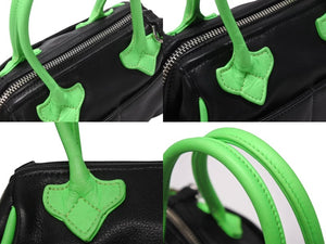 新品同様 CHROME HEARTS クロムハーツ MOCHITA HAND BAG クロスパッチ2WAYショルダーハンドバッグ ブラック グリーン シルバー 中古 4b004587