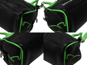 新品同様 CHROME HEARTS クロムハーツ MOCHITA HAND BAG クロスパッチ2WAYショルダーハンドバッグ ブラック グリーン シルバー 中古 4b004587