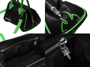 新品同様 CHROME HEARTS クロムハーツ MOCHITA HAND BAG クロスパッチ2WAYショルダーハンドバッグ ブラック グリーン シルバー 中古 4b004587