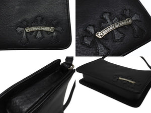 極美品 CHROME HEARTS クロムハーツ The Night ザ ナイト ハンドバッグ セメタリークロスパッチ ダガージップ ブラック 中古 4b004589