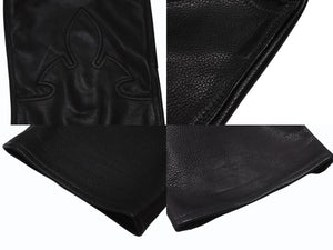 極美品 CHROME HEARTS クロムハーツ フレアニー レザーカーペンターパンツ サイズ31 クロスボールボタン ゴートレザー ブラック 中古 4b004590