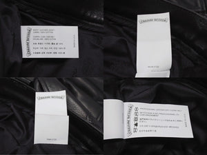 極美品 CHROME HEARTS クロムハーツ フレアニー レザーカーペンターパンツ サイズ31 クロスボールボタン ゴートレザー ブラック 中古 4b004590