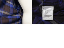 Load image into Gallery viewer, CHROME HEARTS クロムハーツ 長袖 チェックシャツ クロスボールボタン クロスパッチ ブラウン ブルー サイズL 美品 中古 4b004594