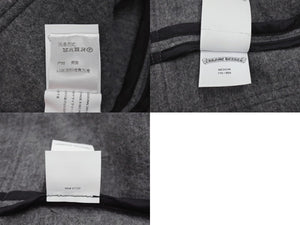 極美品 CHROME HEARTS クロムハーツ ROLA ローラ ウール長袖シャツ サイズM クロスボールボタン シルバー925 グレー 中古 4b004595
