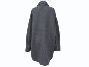 極美品 CHROME HEARTS クロムハーツ ROLA ローラ ウール長袖シャツ サイズM クロスボールボタン シルバー925 グレー 中古 4b004595