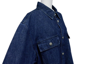 極美品 CHROME HEARTS クロムハーツ WORK DOG ワークドッグ デニム長袖シャツ サイズXL クロスボール インディゴブルー 中古 4b004596