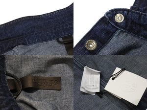 極美品 CHROME HEARTS クロムハーツ WORK DOG ワークドッグ デニム長袖シャツ サイズXL クロスボール インディゴブルー 中古 4b004596