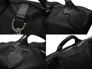 極美品 CHROME HEARTS クロムハーツ EAT YOU WHOLE 3WAYバッグ ダガージップ クロスボール レザー シルバー925 ブラック 中古 4b004597