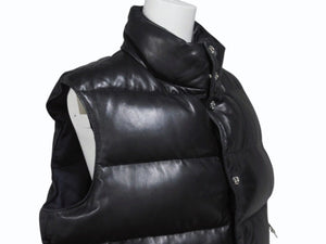 CHROME HEARTS クロムハーツ STIFF スティッフ レザーダウンベスト サイズXS クロスボール ダガージップ ラムレザー ブラック 美品 中古 4b004600