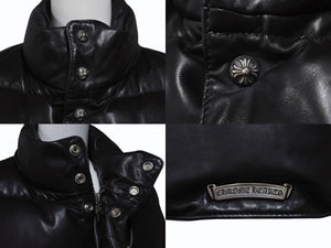 CHROME HEARTS クロムハーツ STIFF スティッフ レザーダウンベスト サイズXS クロスボール ダガージップ ラムレザー ブラック 美品 中古 4b004600