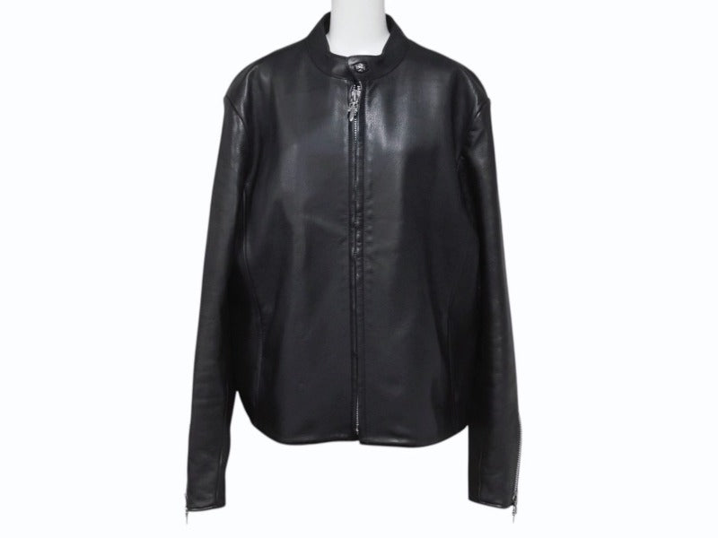 極美品 CHROME HEARTS クロムハーツ RACING 2 レーシング2 シングルライダースジャケット サイズL ダガージップ ブラック 中古 4b004601