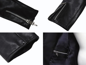 極美品 CHROME HEARTS クロムハーツ RACING 2 レーシング2 シングルライダースジャケット サイズL ダガージップ ブラック 中古 4b004601