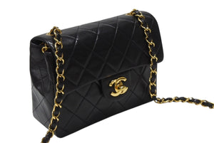 極美品 CHANEL シャネル ミニマトラッセ 17 チェーンショルダーバッグ 2番台 ラムスキン ココマーク ブラック 中古 4b004615