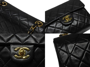 極美品 CHANEL シャネル ミニマトラッセ 17 チェーンショルダーバッグ 2番台 ラムスキン ココマーク ブラック 中古 4b004615