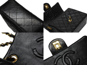 極美品 CHANEL シャネル ミニマトラッセ 17 チェーンショルダーバッグ 2番台 ラムスキン ココマーク ブラック 中古 4b004615