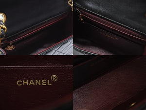 極美品 CHANEL シャネル ミニマトラッセ 17 チェーンショルダーバッグ 2番台 ラムスキン ココマーク ブラック 中古 4b004615