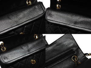 極美品 CHANEL シャネル マトラッセ23 Wフラップ Wチェーンショルダーバッグ 2番台 ココマーク ラムスキン ブラック ゴールド金具 中古 4b004617