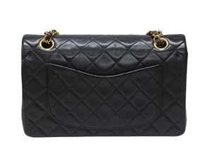 極美品 CHANEL シャネル マトラッセ23 Wフラップ Wチェーンショルダーバッグ 2番台 ココマーク ラムスキン ブラック ゴールド金具 中古 4b004617