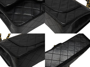 極美品 CHANEL シャネル マトラッセ23 Wフラップ Wチェーンショルダーバッグ 2番台 ココマーク ラムスキン ブラック ゴールド金具 中古 4b004617
