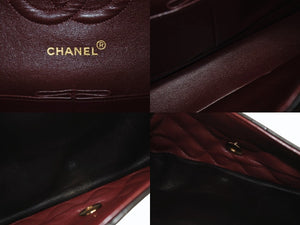 CHANEL シャネル マトラッセ25 Wフラップ Wチェーンショルダーバッグ 3番台 ラムスキン ココマーク ブラック 美品 中古 4b004618