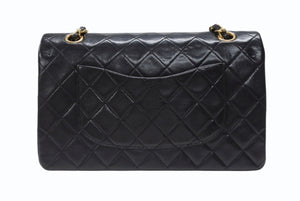 CHANEL シャネル マトラッセ25 Wフラップ Wチェーンショルダーバッグ 3番台 ラムスキン ココマーク ブラック 美品 中古 4b004618