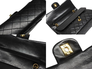 CHANEL シャネル マトラッセ25 Wフラップ Wチェーンショルダーバッグ 3番台 ラムスキン ココマーク ブラック 美品 中古 4b004618