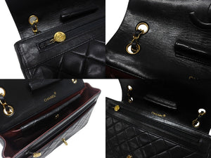 極美品 CHANEL シャネル マトラッセ27 Sフラップ Wチェーンショルダーバッグ 1番台 ラムスキン ココマーク ブラック ポーチ付き 中古 4b004620