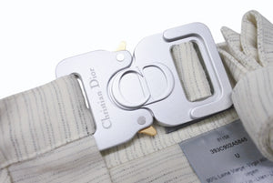 新品未使用 Christian Dior クリスチャンディオール プリーツ ロングスカート 393C902A5845 サイズU ウール リネン アイボリー 中古 4b004622