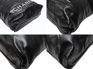 極美品 CHANEL シャネル シャネル22 ミニ チェーンショルダーバッグ AS3980 ランダム番台 カーフスキン ブラック 中古 4c069520