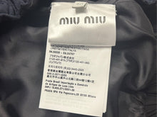 画像をギャラリービューアに読み込む, 極美品 MIUMIU ミュウミュウ モヘア ミニスカート MG2200 サイズ40 フレアロゴパッチ ネイビー 24SS 中古 4b004626 