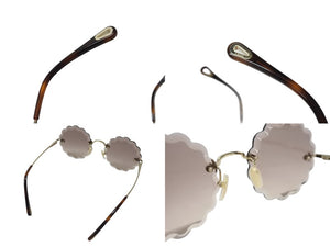 Chloe クロエ サングラス メガネ べっ甲柄 CE142S 742 プラスチック ゴールド金具 ブラウン 美品 中古 4b004630