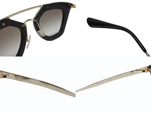 PRADA プラダ サングラス サイドロゴ SPR AB-0A7 ブラック ゴールド サイズ49□26 美品 中古 4b004631