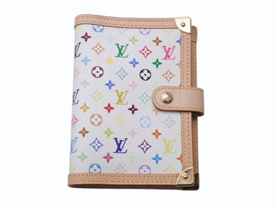 [USED/中古]LOUIS VUITTON ルイ・ヴィトン 手帳カバー アジェンダPM ホワイト マルチカラー PVC ヌメ皮 ゴールド金具 Aランク 中古 4b004634
