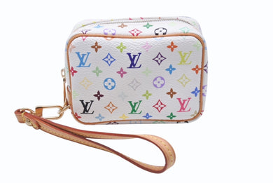 極美品 LOUIS VUITTON ルイヴィトン トゥルース ワピティ ポーチ M58033 モノグラム マルチカラー ホワイト 村上隆 中古 4b004637