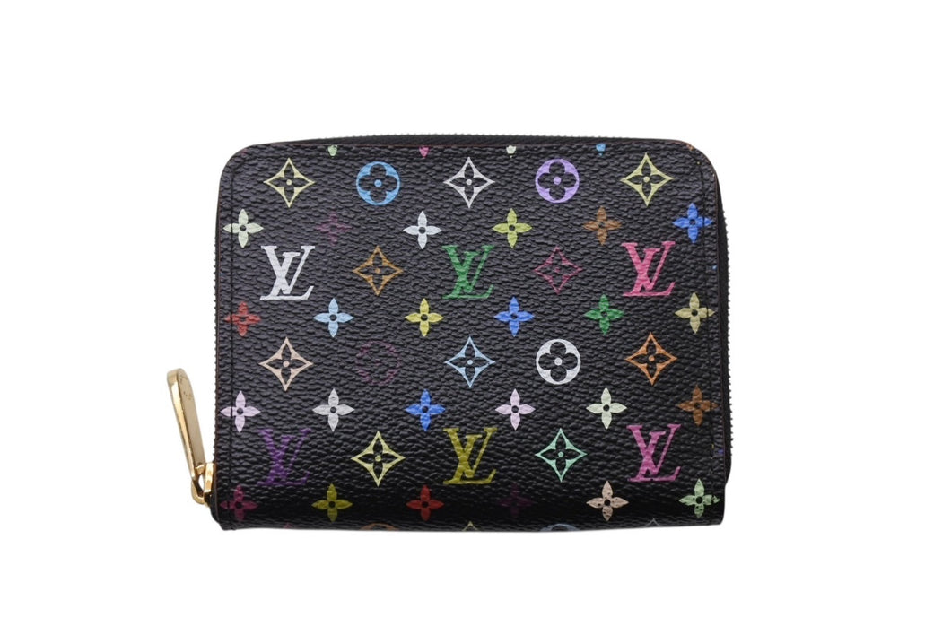 極美品 LOUIS VUITTON ルイヴィトン ジッピー コインパース 小銭入れ M66549 モノグラム マルチカラー ブラック 村上隆 中古 4b004641
