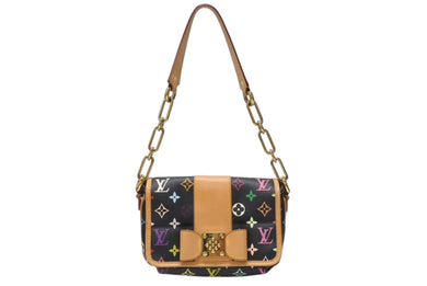 極美品 LOUIS VUITTON ルイヴィトン パティ ワンショルダーバッグ M40306 モノグラム マルチカラー ブラック 村上隆 中古 4b004643