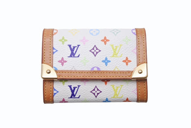 極美品 LOUIS VUITTON ルイヴィトン ポルトモネ プラ コインケース 小銭入れ M92657 モノグラム マルチカラー ホワイト 村上隆 中古 4b004644