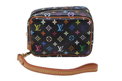 極美品 LOUIS VUITTON ルイヴィトン ポーチ トゥルース ワピティ ポーチ M58034 モノグラム マルチカラー ブラック 村上隆 中古 4b004647