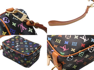 極美品 LOUIS VUITTON ルイヴィトン ポーチ トゥルース ワピティ ポーチ M58034 モノグラム マルチカラー ブラック 村上隆 中古 4b004647
