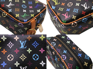 極美品 LOUIS VUITTON ルイヴィトン ポーチ トゥルース ワピティ ポーチ M58034 モノグラム マルチカラー ブラック 村上隆 中古 4b004647