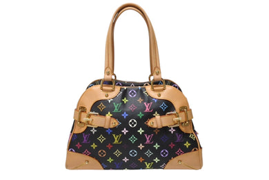 極美品 LOUIS VUITTON ルイヴィトン ショルダーバッグ クラウディア ノワール M40194 モノグラム マルチカラー ブラック 村上隆 中古 4b004651