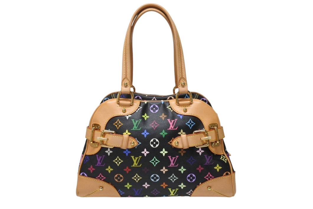 極美品 LOUIS VUITTON ルイヴィトン ショルダーバッグ クラウディア ノワール M40194 モノグラム マルチカラー ブラック 村上隆 中古 4b004651