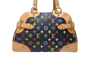 極美品 LOUIS VUITTON ルイヴィトン ショルダーバッグ クラウディア ノワール M40194 モノグラム マルチカラー ブラック 村上隆 中古 4b004651