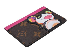 未使用 LOUIS VUITTON ルイヴィトン LV×TM カードケース ポルト カルト サーンプル モノグラム パンダ M13439 ブラウン ピンク中古 4b004652