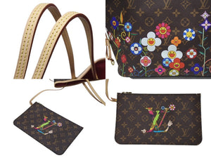 新品未使用 LOUIS VUITTON ルイヴィトン モノグラム LV × TM ネヴァーフルMM トートバッグ M13271 村上隆 ブラウン ゴールド金具 中古 4b004653
