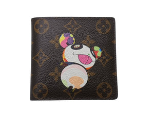 極美品 LOUIS VUITTON ルイヴィトン ポルトフォイユマルコ M61666 二つ折り財布 村上隆 モノグラムパンダ 中古 4b004655