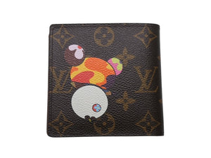 極美品 LOUIS VUITTON ルイヴィトン ポルトフォイユマルコ M61666 二つ折り財布 村上隆 モノグラムパンダ 中古 4b004655
