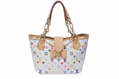 極美品 LOUIS VUITTON ルイヴィトン 村上隆 モノグラムマルチカラー アニーMM ショルダーバッグ M40307 ホワイト ゴールド金具 中古 4b004656