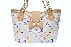 極美品 LOUIS VUITTON ルイヴィトン 村上隆 モノグラムマルチカラー アニーMM ショルダーバッグ M40307 ホワイト ゴールド金具 中古 4b004656